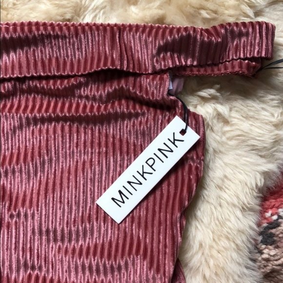 ASOS Minkpink Melody Ribbed Velvet Bodysuit Off Shoulder - Picture 6 of 8